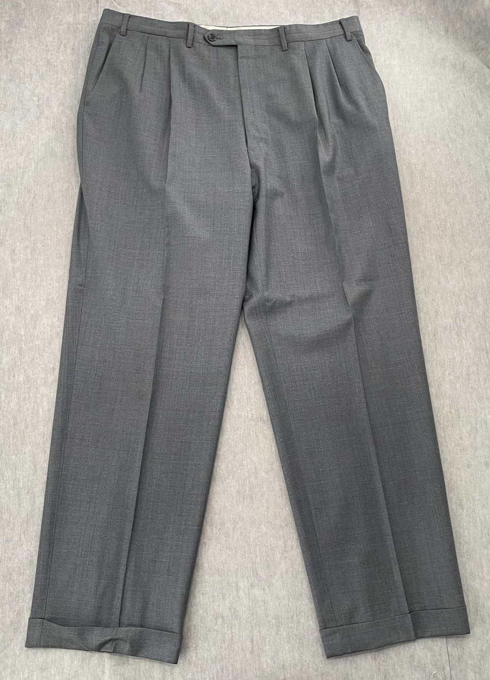 Canali Pants Adult 39 Gray Puro Wool Pleated Dress Slacks Trousers Pockets Mens